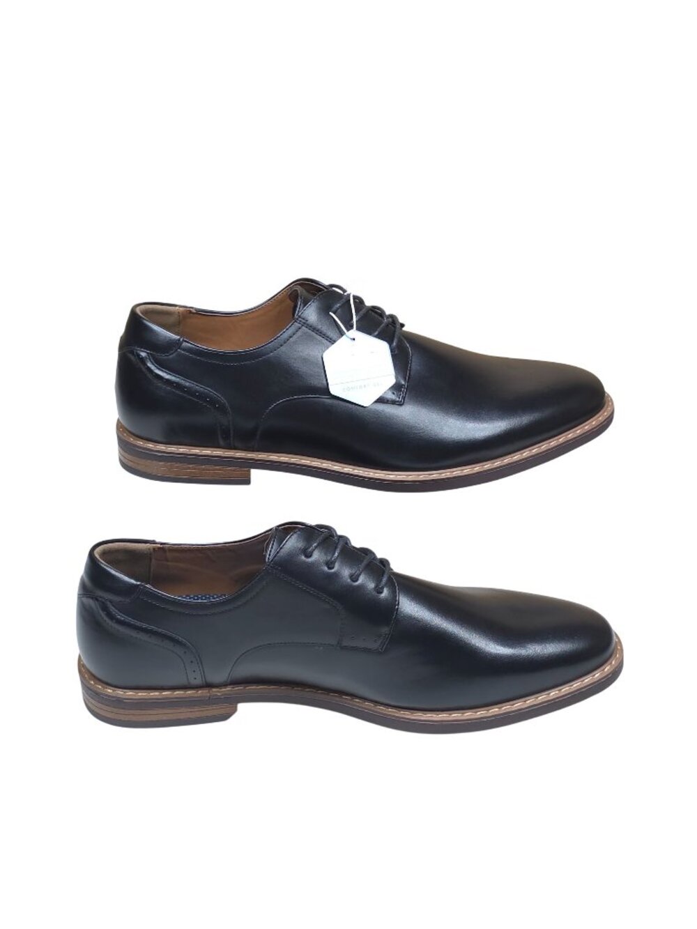 Nunn Bush Mens 12M Oxford Shoes With Comfort Gel Insole Black with Brown Soles